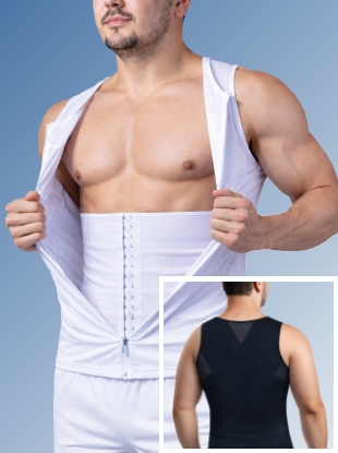 body shaper zipper figuurcorigerend vest voor heren met verborgen buikband
