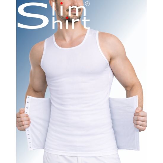 Bodyshaper corrigerend shirt mannen wit vooraanzicht buikband shaping