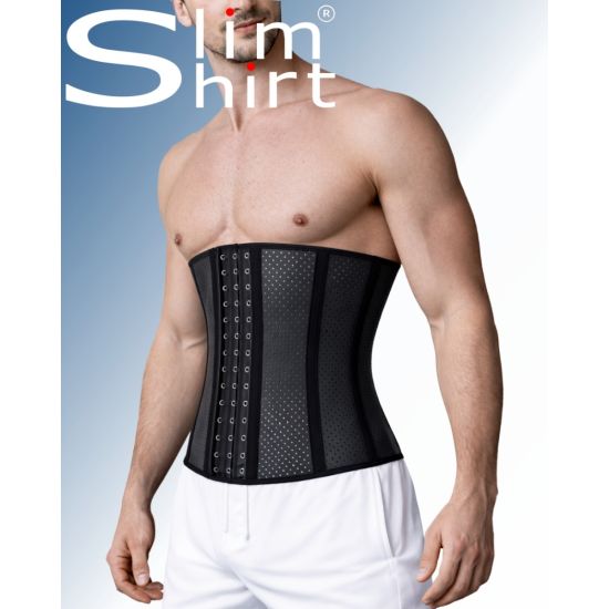 Shapewear for men: Perforated, flexible, supportive band providing corrective support for waist, abdomen, and lower back.