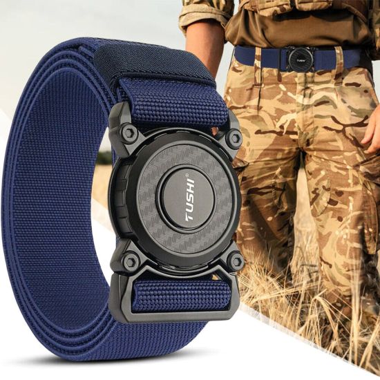 Militaire werkriem blauw metalen gesp
